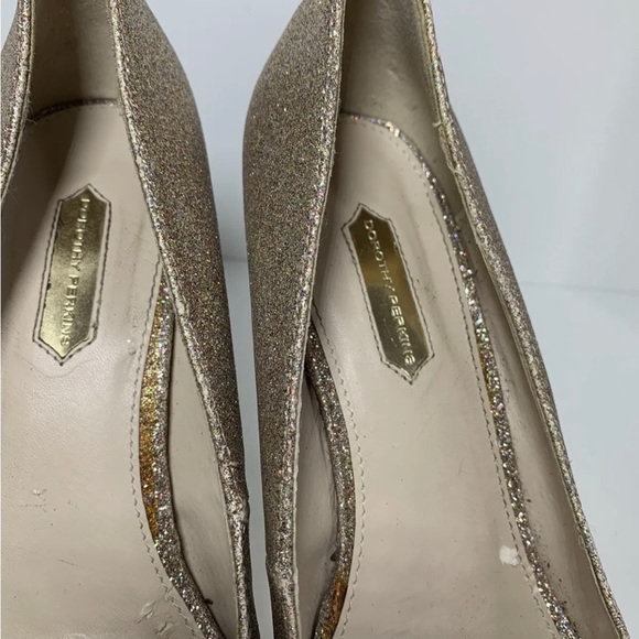 Dorothy Perkins Gold Stiletto Shoes High Heel Court Shoes Sparkly EU39 UK Size 6 - Picture 9 of 9